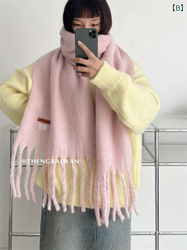 マフラー レディース 秋冬 保温 柔らかい 厚手 かわいい パステルカラー ショール ...