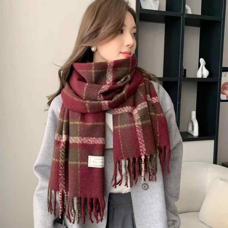 マフラー レディース 秋冬 チェック柄 厚手 保温 ショール ストール 大判 膝掛け ひざかけ ブランケット あったか 防寒 カップル ペア プレゼント