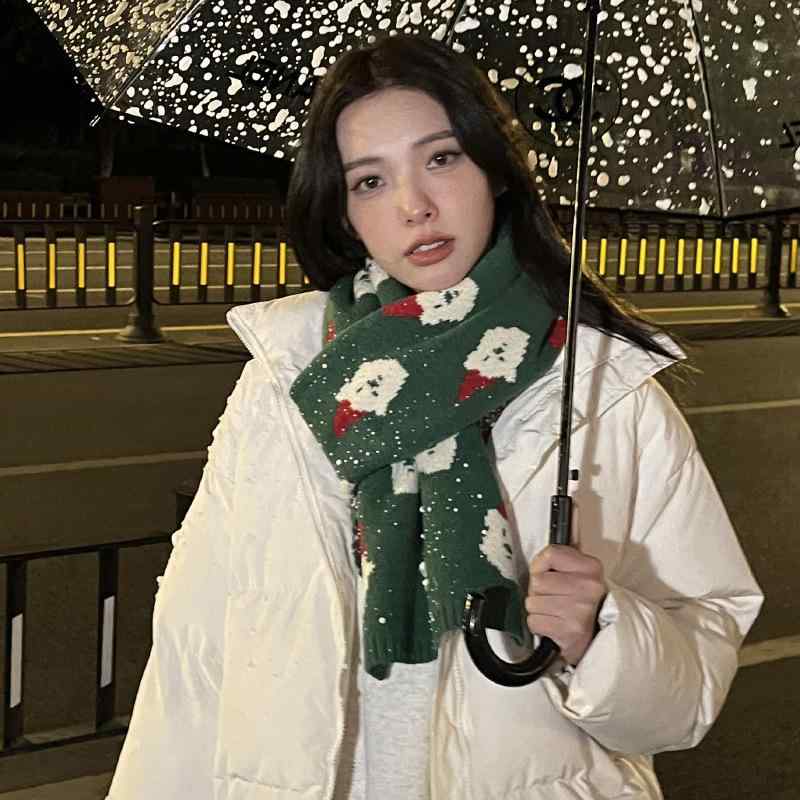 マフラー レディース 秋冬 韓国風 クリスマス サンタクロース 厚手 保温 学生 暖かい ショール ストール