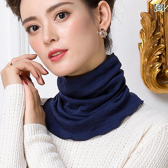 マフラー レディース 秋冬 ウール100% あったか 保温 防寒 ネックウォーマー 婦人用 襟巻き 首巻き 無地 シンプル 普段使い