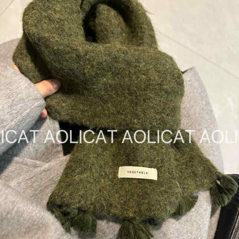 マフラー レディース 秋冬 韓国風 ウール混紡 フリンジ 小顔効果 あったか 暖か 柔らかい レトロ 緑 ストール ショール2