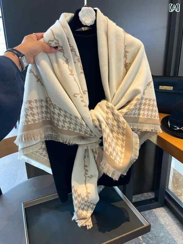 マフラー レディース 秋冬 厚手 千鳥格子 リバーシブル 大判 ストール 膝掛け ショール 持ち運び 暖かい 防寒 冷房対策 ギフト 女性 婦人 母の日 プレゼント