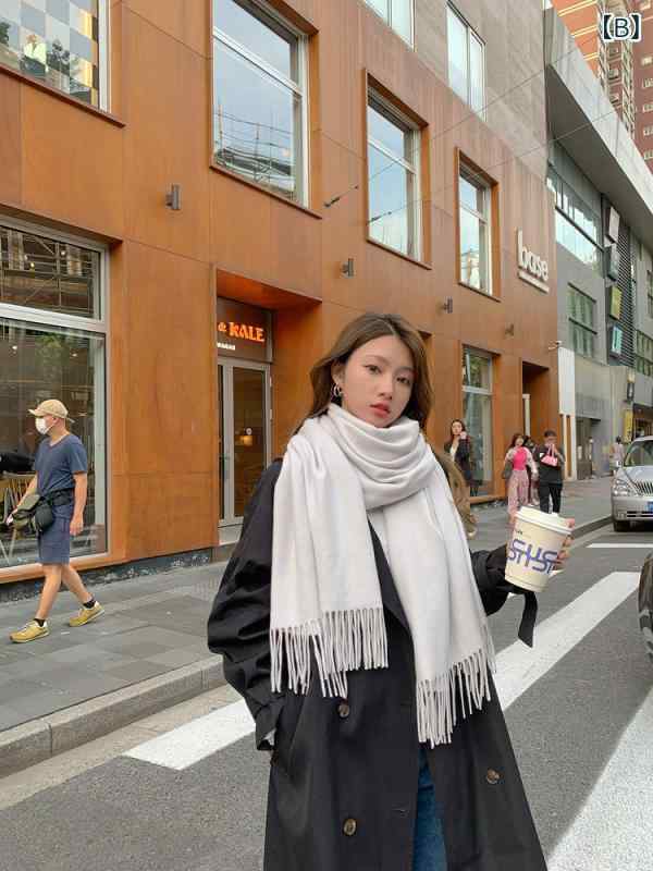 マフラー レディース 秋冬 韓国風 厚手 ウール マフラー メンズ 無地 ショール 秋冬 防寒 暖かい カシミヤ 3