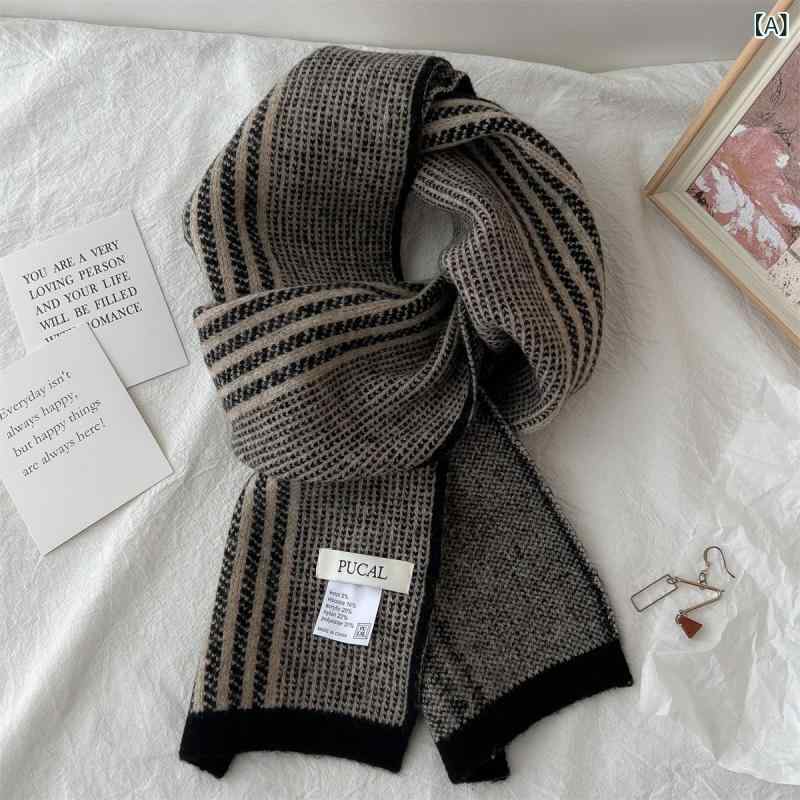 マフラー レディース 千鳥格子柄 秋冬 仿羊絨 ニット 保温 暖かい ネックウォーマー かわいい2