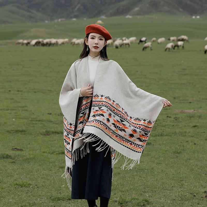 ストール レディース 保温 ショール ボヘミアン ポンチョ ケープ ブランケット ひざ掛け 大判 旅行 草原 アウター 防寒 秋冬