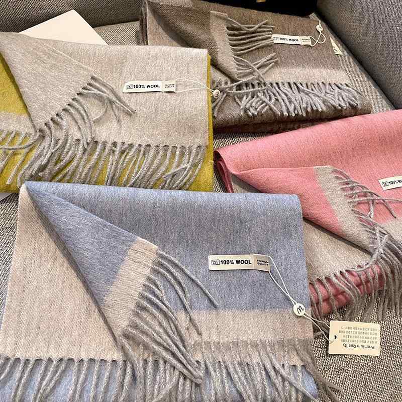 マフラー レディース オーストラリア産ウール 韓国風 切り替え あったか 保温 学生 カップル インスタ風 ネックウォーマー2