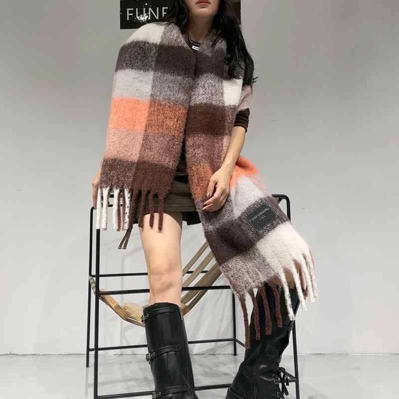 マフラー レディース 秋冬 保温性 格子柄 ウール ショール 高級感 フリンジ付き ストール 襟巻き 暖かい