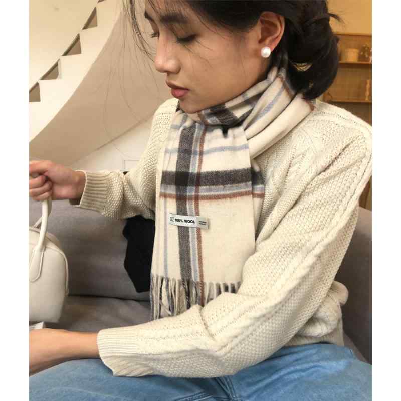 マフラー レディース 秋冬 高級感 フリンジ付き ネックウォーマー protection 保温性 韓国風 羊毛 格子柄 ショール ひざ掛け 膝掛け2