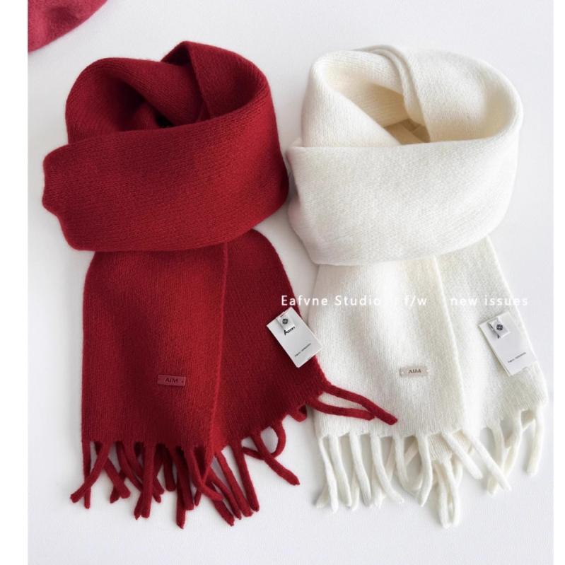 マフラー レディース 秋冬 韓国 オーストラリア産ウール100% あったか ストール 高級感 フリンジ付き 暖かい 防寒2(4.0)