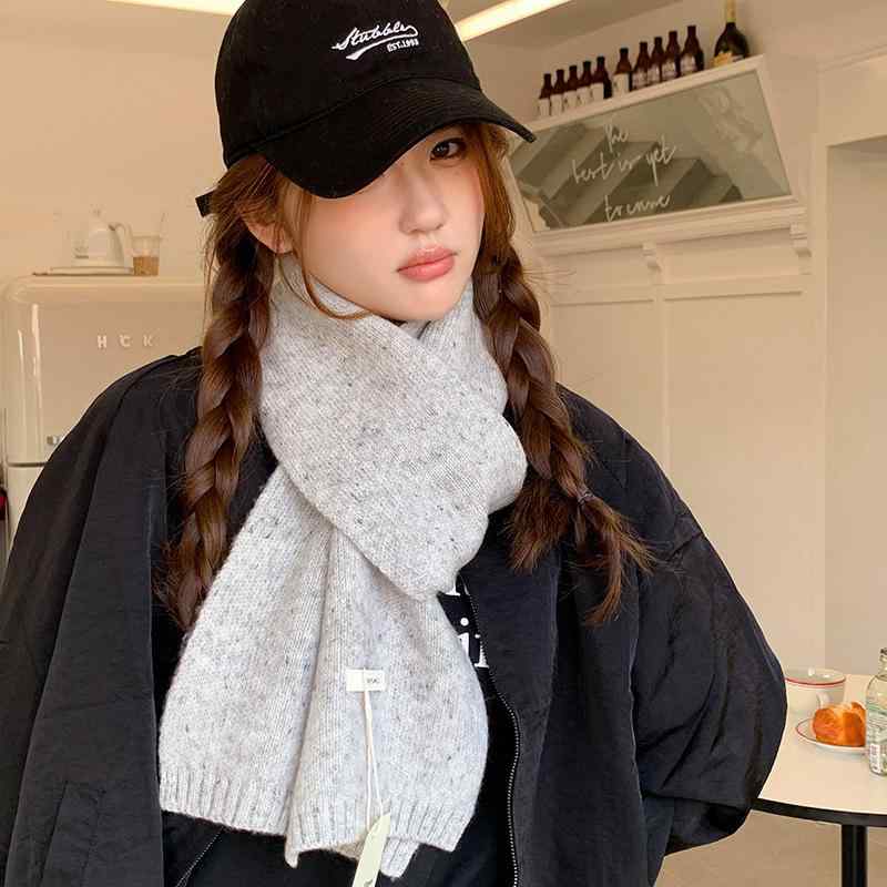 マフラー レディース 秋冬 無地 保温 ウール ニット チョコレート色 韓国風 学生 ギフト プレゼント ひざ掛け ショール ストール