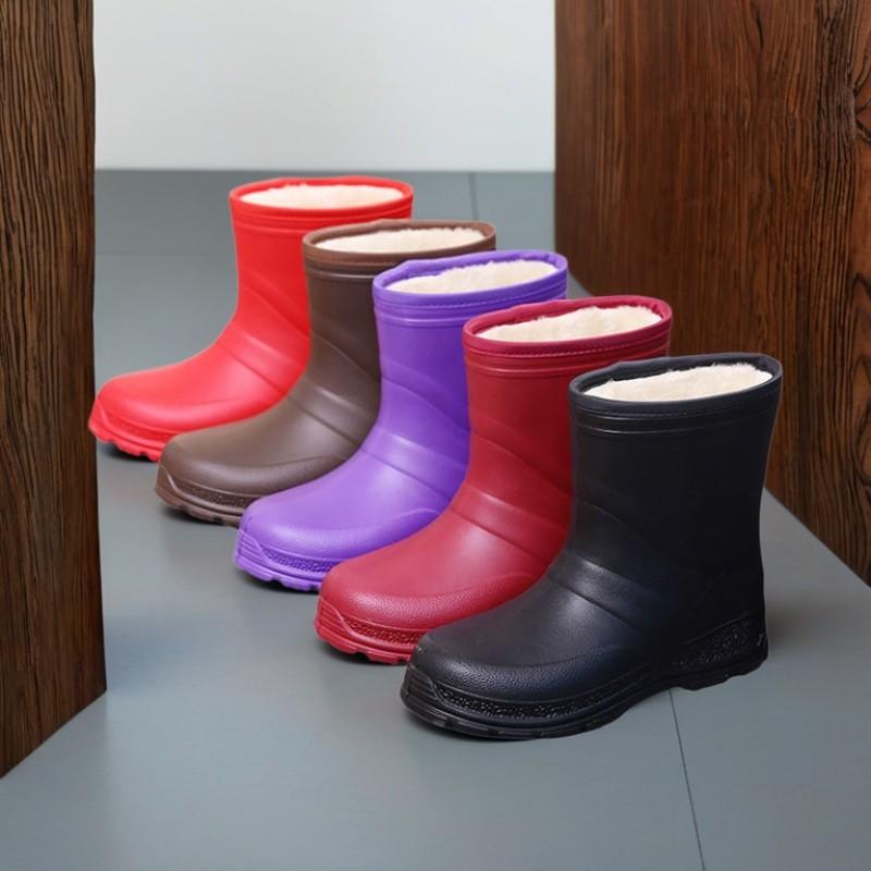 レインブーツ レディース 防水 防滑 スノーブーツ 中筒 あったか 裏起毛 厚底 韓国風 ブーツ 学生 防寒 綿靴