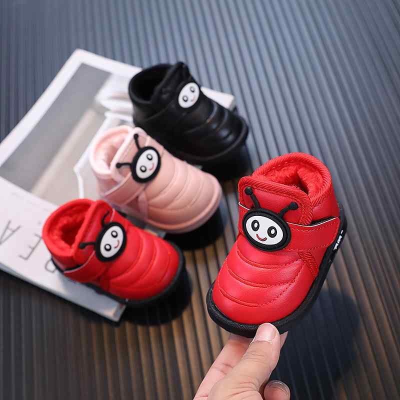 靴 キッズ スノーブーツ 1歳 2歳 3歳 裏起毛 暖かい ベビー シューズ 皮靴 柔らかい靴底 歩行練習 綿靴 秋冬