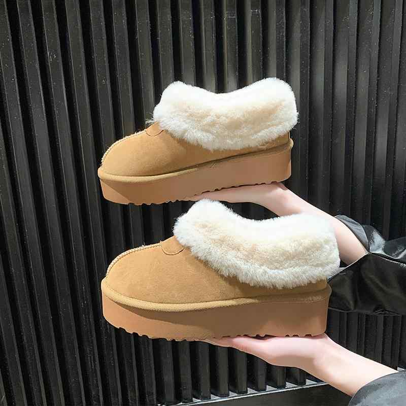 靴 レディース 大きいサイズ 厚底 ショートブーツ 秋冬 防寒 あったか 滑り止め ブラック ブラウン カジュアル