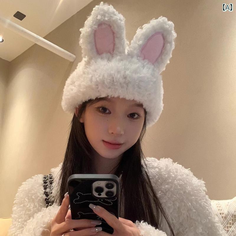 ニット帽 レディース 秋冬 うさ耳 かわいい 小顔効果 防寒 暖かい 包頭帽 伸縮性