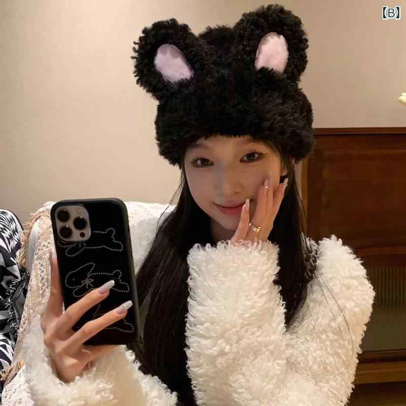 ニット帽 レディース 秋冬 うさ耳 かわいい 小顔効果 防寒 暖かい 包頭帽 伸縮性