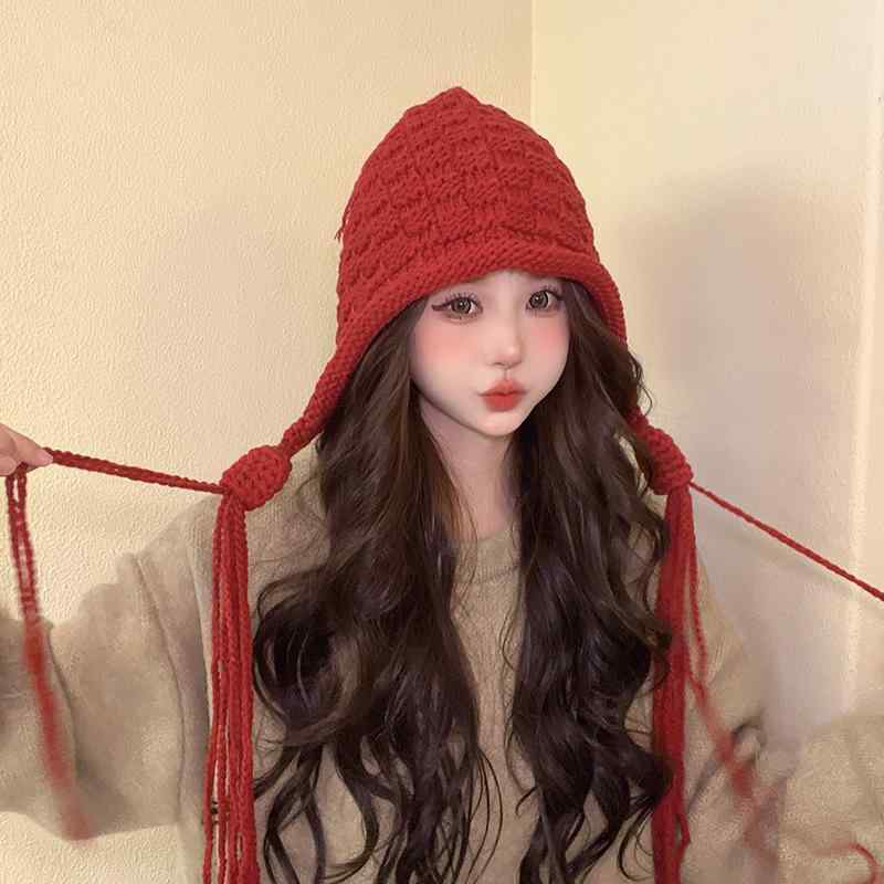 樂天商城 - 帽子 レディース 小顔効果 かわいい ニット帽 秋冬 防寒 保温 タッセル付き ウール混 おしゃれ 普段使い2