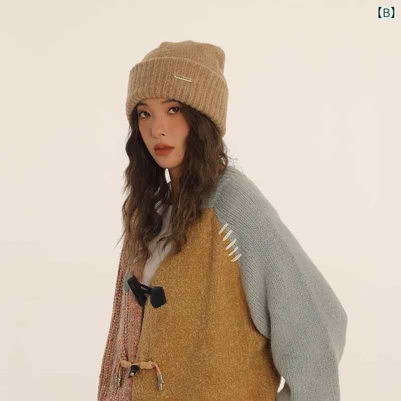 ニット帽 レディース 秋冬 防寒 耳あて ビーニー 小顔効果 あったか ウール 暖かい 厚手 無地 カジュアル2