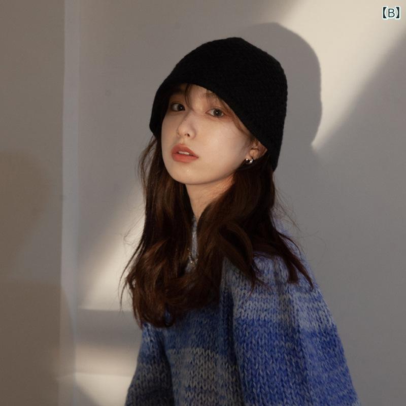 ニット帽 レディース 秋冬 暖かい 防寒 大頭 漁師帽 小顔効果 白色 毛糸 帽子