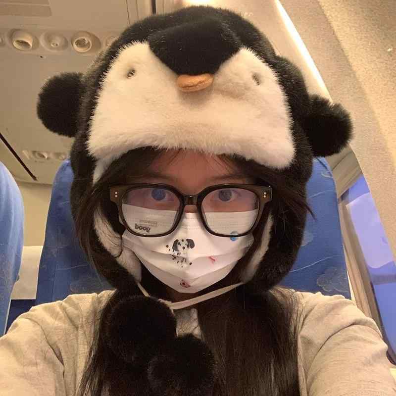 帽子 レディース かわいい ペンギン あったか ボア 防寒 耳当て付き 秋冬 自転車 スキー