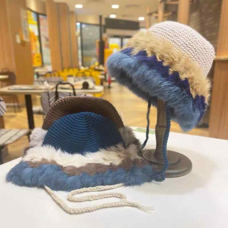 For Women - ニット帽 レディース 秋冬 兎毛 毛糸帽子 韓国風 もこもこ 防寒 暖か 耳あて付き 帽子 ウサギ ふわふわ かわいい 小顔効果2