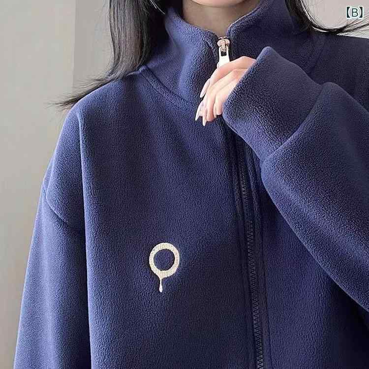 パーカー レディース 刺繡柄 ボア 秋冬 新作 ゆったり 暖かい ラムウール 厚手 アウター スタンドネック 小柄 トップス かわいい