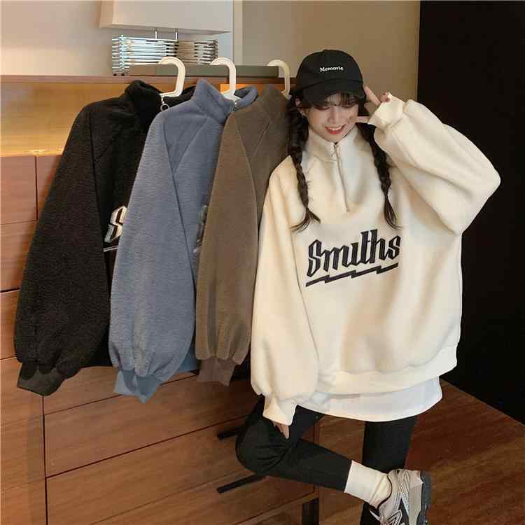 パーカー レディース 裏起毛 ボア 厚手 スタンドネック 韓国風 ゆったり アウター