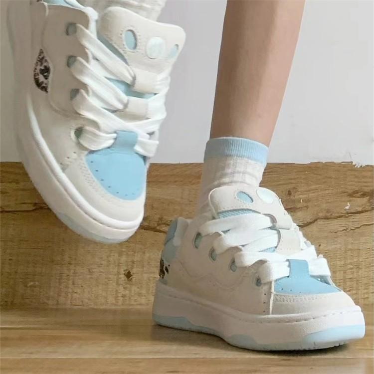 パン スニーカー レディース 厚底 運動靴 歩きやすい カジュアル 通気性 耐摩耗性 クリーム ブルー ミルク テクスチャ