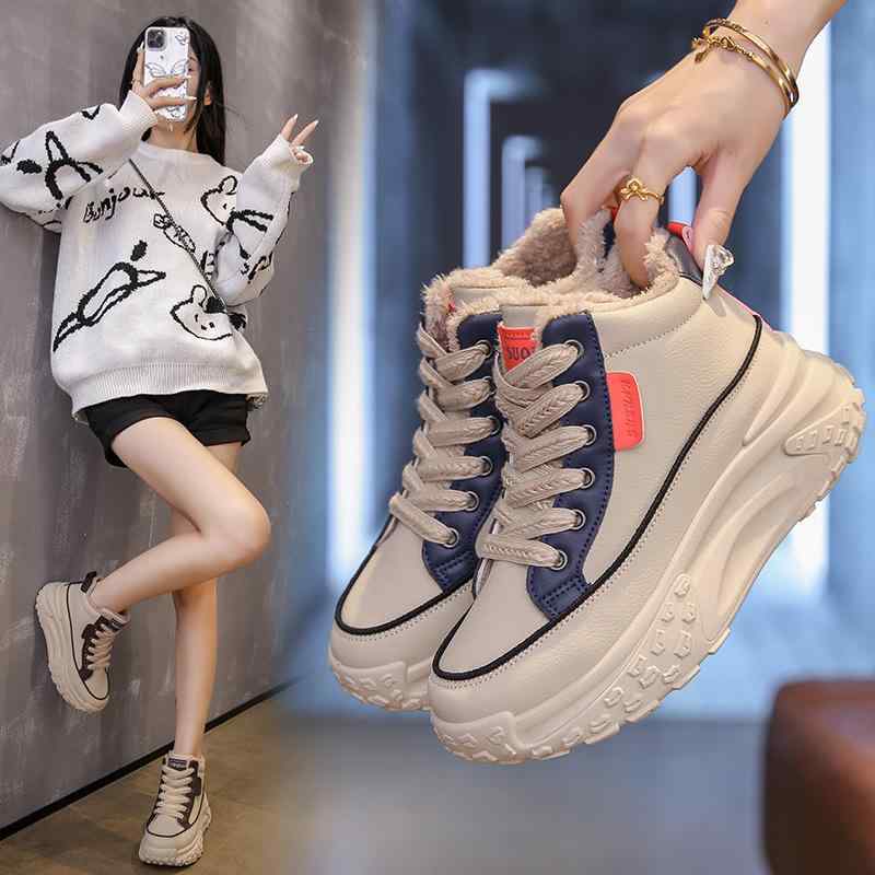 スニーカー レディース 韓国 厚底 ハイカット 裏起毛 防寒 保温 インヒール 運動靴 カジュアル かわいい 美脚 歩きやすい 普段使い 秋冬2