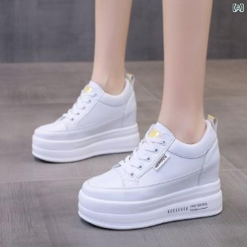 スニーカー レディース 厚底 10cm 美脚効果 カジュアル スポーツ 白 軽量 運動靴 スタイルアップ