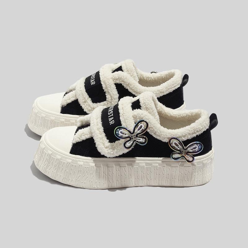 スニーカー レディース 秋冬 裏起毛 帆布 カジュアル 学生 通学 防寒 あたたかい ローカット 小さいサ..