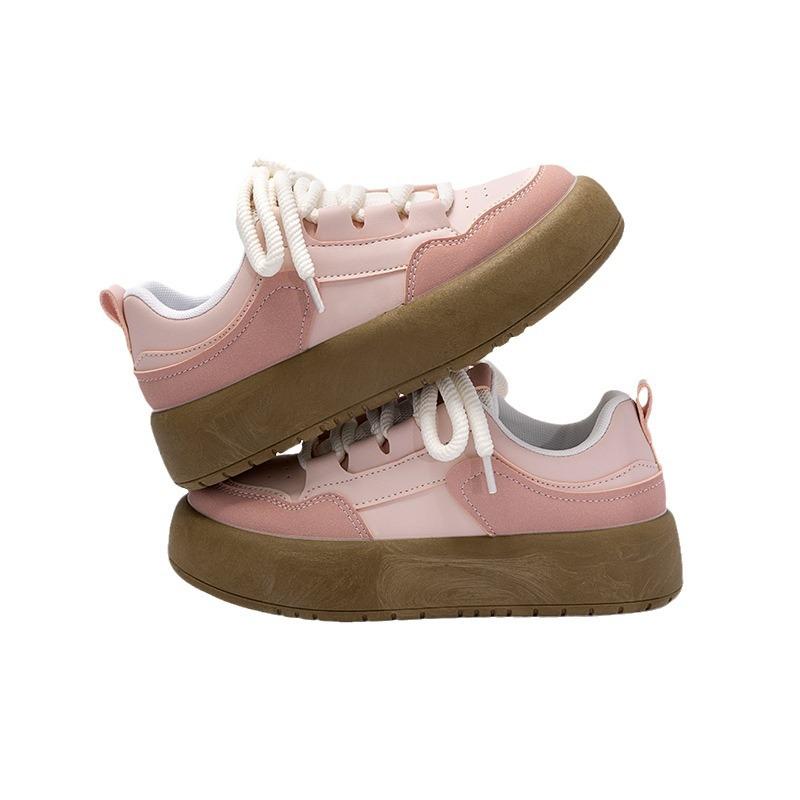 スニーカー レディース 厚底 スニーカー キャンパスシューズ 桜色 ピンク系 ローカット 学生靴 普段使い 軽量(4.0)