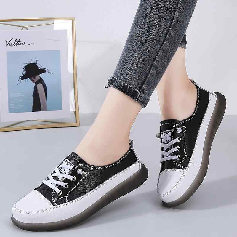 靴 レディース スニーカー フラット ローカット 本革 伸縮性 カジュアル 切り替え バイカラー 普段使い 通学