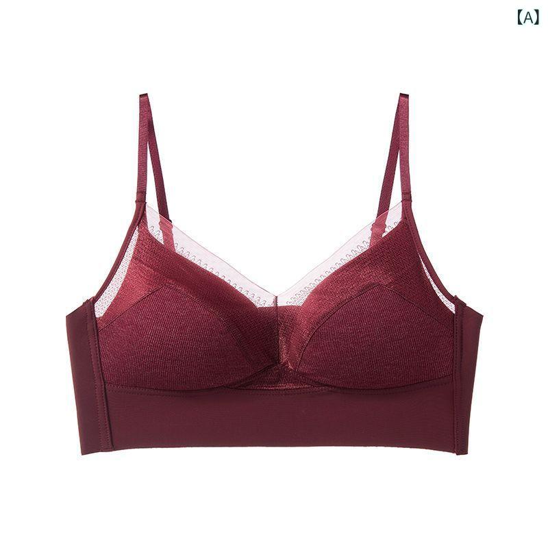 ブラジャー レディース レース リブ 無縫製 一体型 カップ 薄型 通気性 百搭 sofapotato-10747418 ソファポテト サンプル画像2