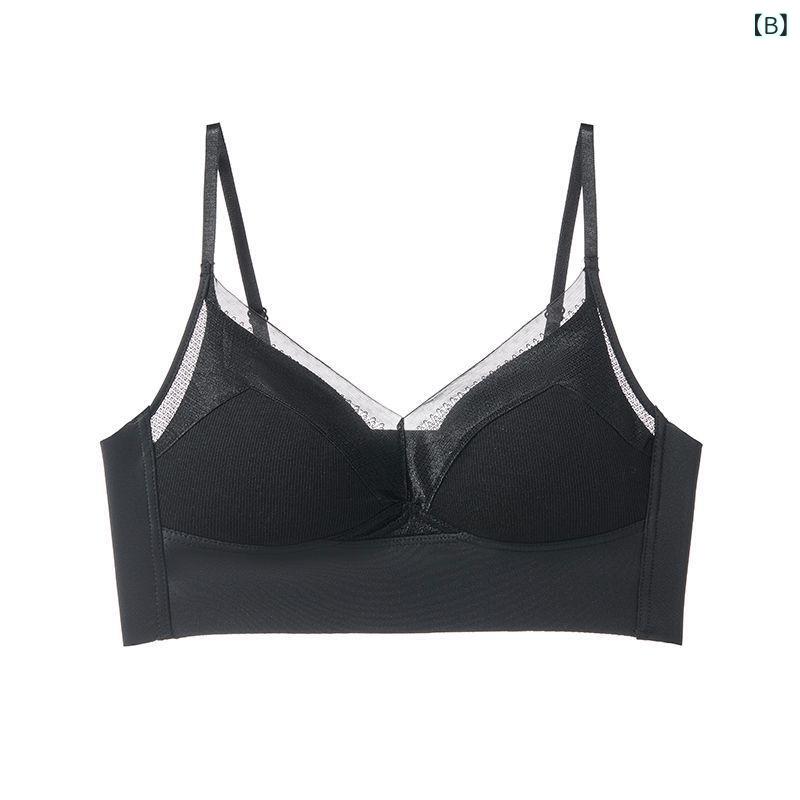 ブラジャー レディース レース リブ 無縫製 一体型 カップ 薄型 通気性 百搭 sofapotato-10747418 ソファポテト サンプル画像3