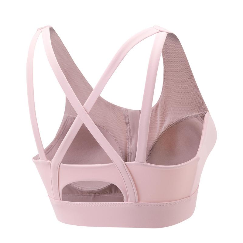 スポーツブラ レディース 一体型 固定 薄型 パッド 美背 前開き ジッパー 揺れにくい 耐衝撃性 吸汗速乾 通気性 スポブラ ヨガ ピラティス フィットネス ランニング