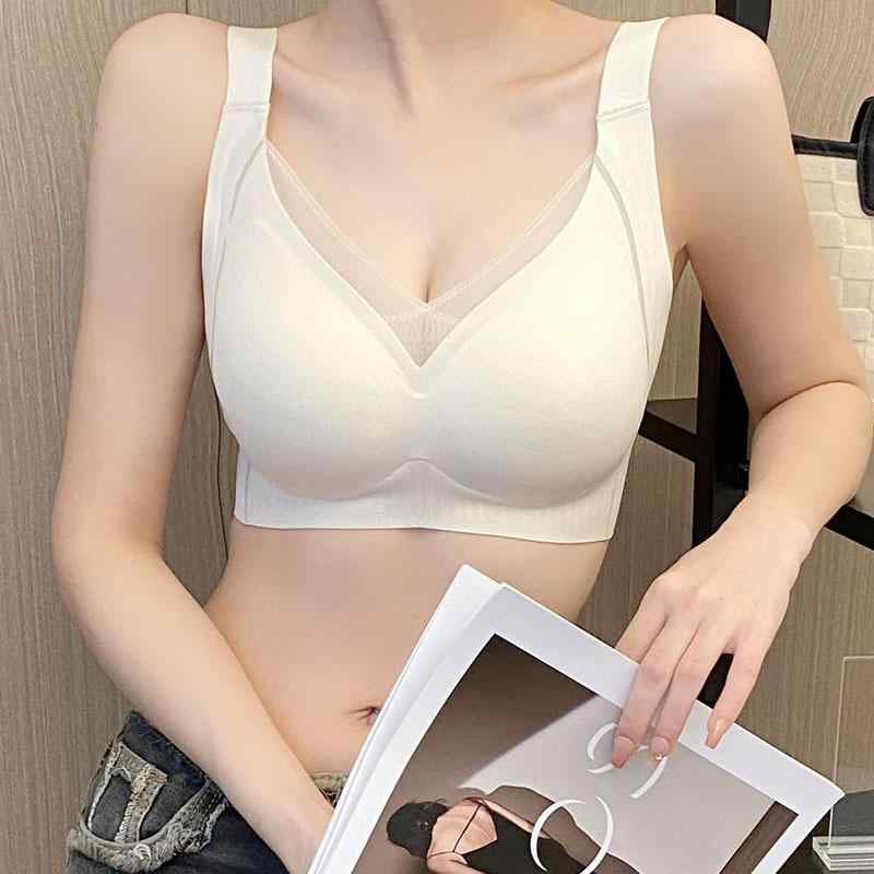 ブラジャー レディース 一体型 ソフトワイヤー 大きいサイズ 小さく見せる 下着 シームレス インナー