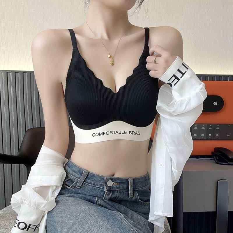 ブラジャー レディース 薄手 ノンワイヤー Vネック 脇高 谷間メイク インナー カップ付き 肌着 女性 下着