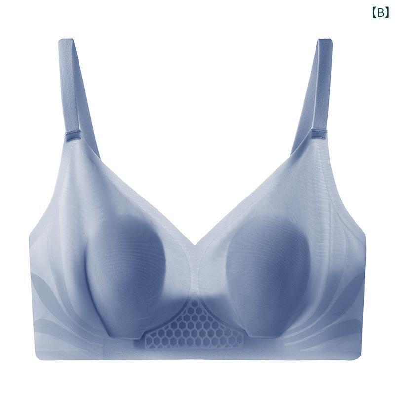 ブラジャー レディース 接触冷感 通気性 無痕 薄型 ノンワイヤー 快適 防凸点 大胸 显小 インナー 女性 下着