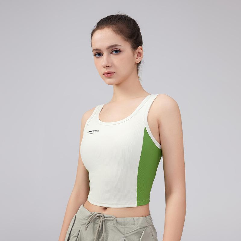 ブラジャー レディース スポーツブラ カップ付き ヨガ ウェア バイカラー ベスト カジュアル ランニン..