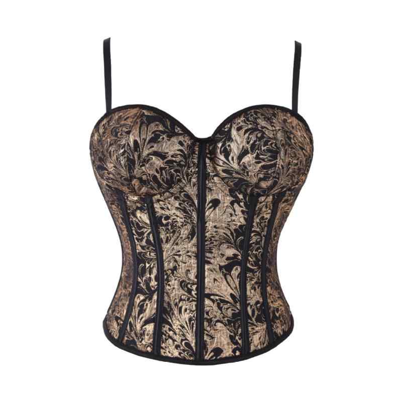 キャミソール トップス 女性用 黒 ゴールド プリント チューブトップ セクシー 補正 春夏