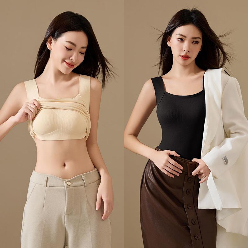 ベスト レディース ロング丈 秋冬 保温性 裏起毛 胸パッド付き インナーウェア 肌着 アウター スリムフィット 細見え あったか 暖かい