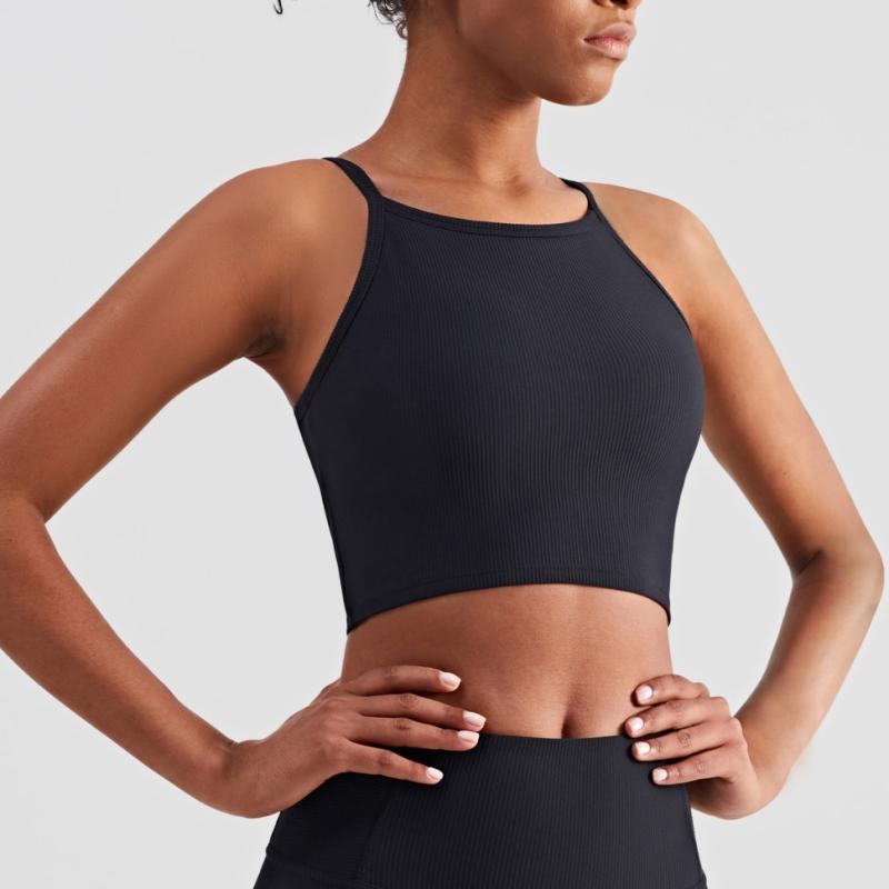 ブラトップ レディース ヨガウェア 背中見せ ハイネック スポーツブラ 一体型 揺れにくい 耐震 ずれにくい ノンワイヤー 接触冷感