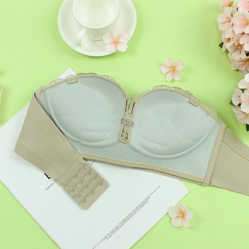 ブラジャー レディース レース ハーフカップ ノンワイヤー ずれにくい 響きにくい インナー 小胸 盛れる 結婚式 ウエディングドレス パーティー ドレス ストラップレス チューブトップ