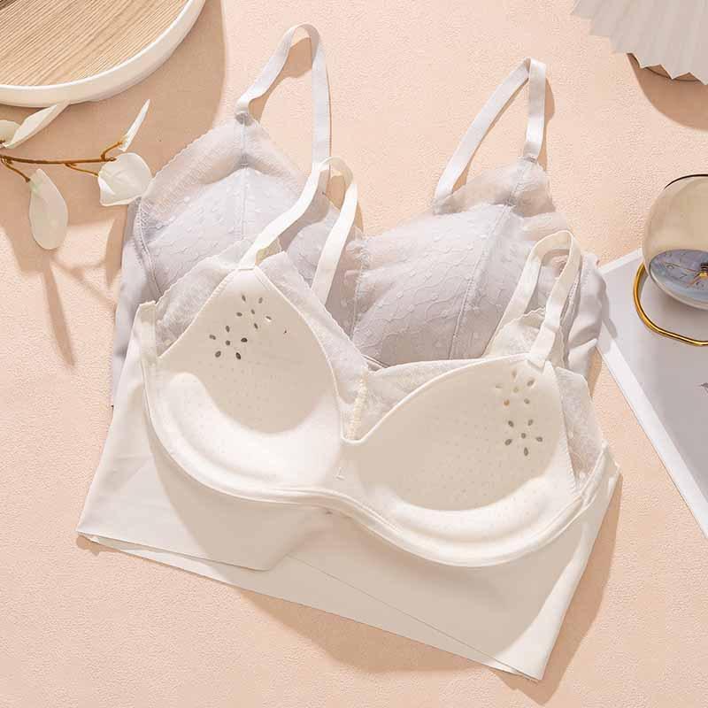 ブラトップ レディース 春夏 薄 レース 快適 美背 インナー セクシー ランジェリー カップ付き キャミ..
