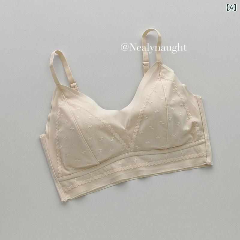 ソファポテトのブラジャー レディース 美背 インナー 接触冷感 カップ付き 一体型カップ 乳胶内衣 快適 ノンワイヤー 三角カップ レース 下着｜アングル2