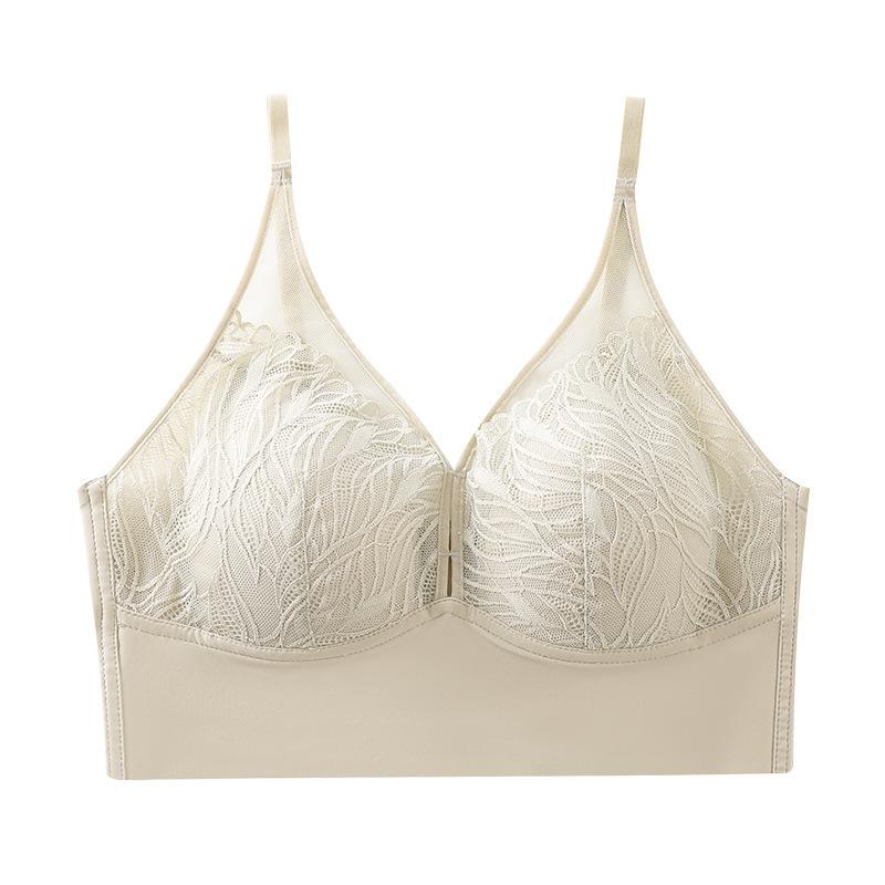 ブラジャー レディース 春夏 Vネック レース 美背中 インナー キャミソール チューブトップ 薄型 一体型 固定カップ 美背 文胸2(4.0)