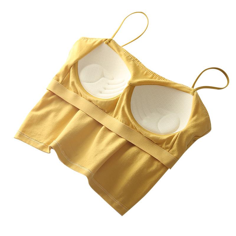 ブラジャー 一体型 パッド付き キャミソール レディース コットン セクシー ランジェリー インナー 美..