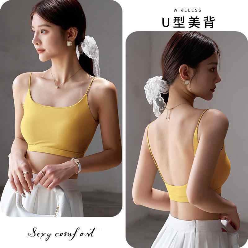 ブラジャー レディース 小胸 スポーツブラ 一体型 ノンワイヤー 揺れにくい ズレにくい Uネック 背中見..
