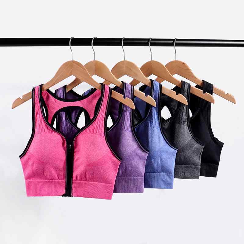 ヨガウェア レディース スポーツブラ 前開き ジッパー 定型 揺れにくい 通気性 ノンワイヤーブラ 運動用 フィットネスブラ トレーニング ランニング