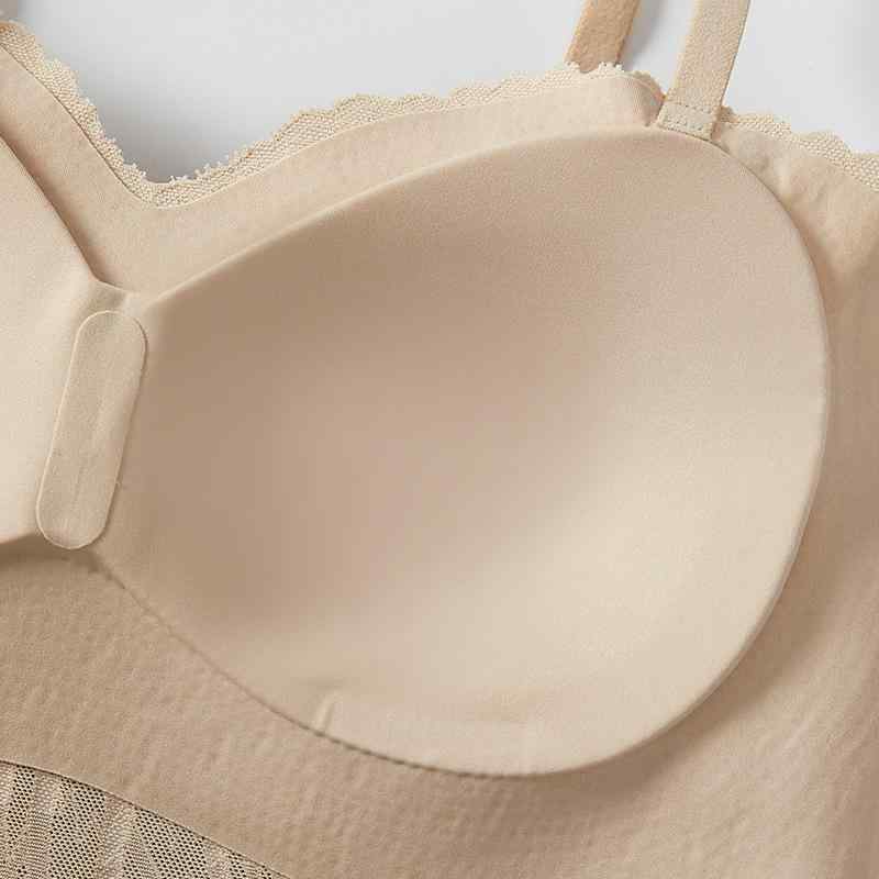 タンクトップ レディース 春夏 レース ノンワイヤー ブラトップ カップ付き インナー ロング丈 チュー..